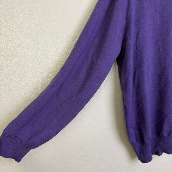 Scott Barber Merino Wool Sweater Mens Large Purple Henley Knit Elbow Patch NWT - Picture 6 of 12